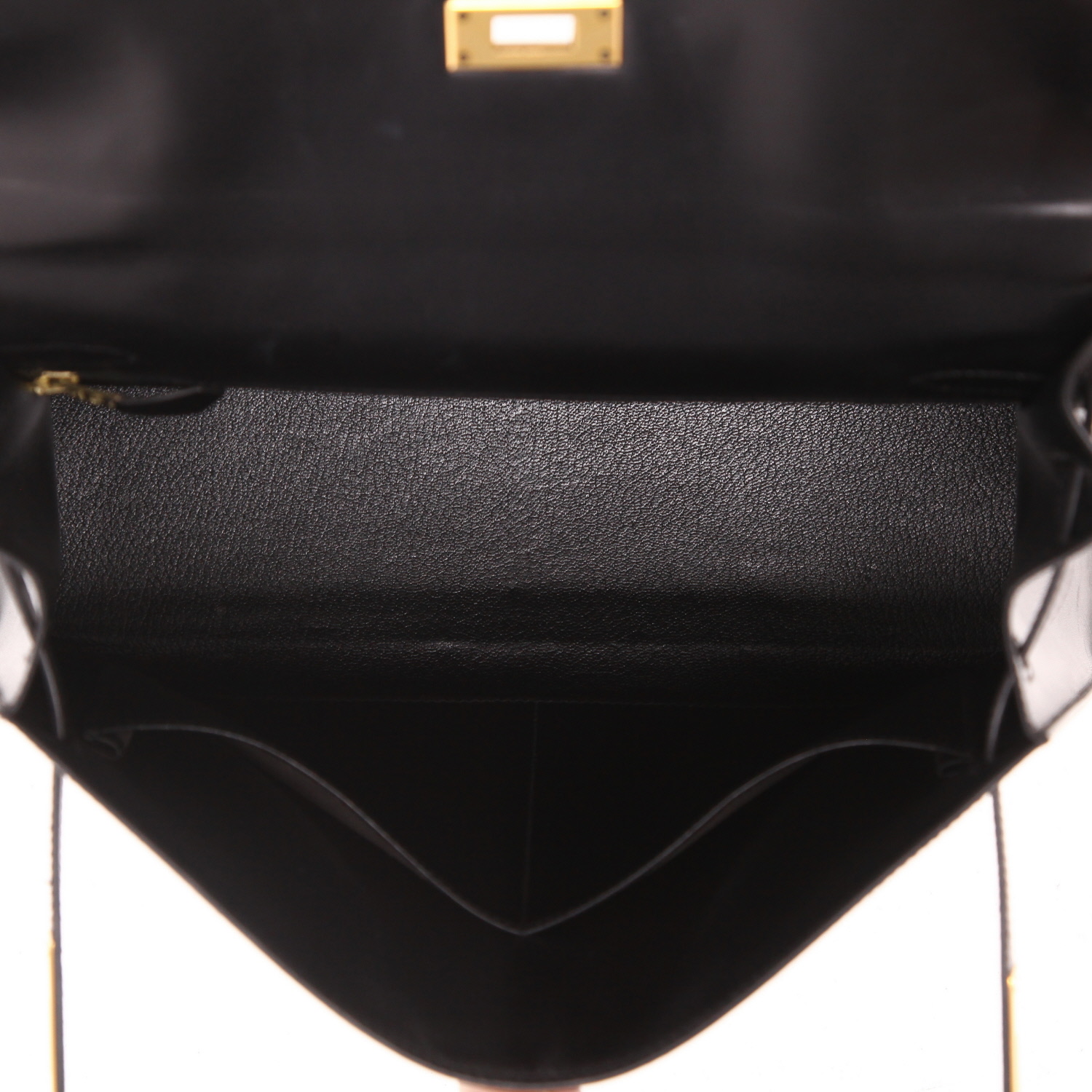 Hermès Kelly 32 cm handbag in Noir box leather - Detail D3