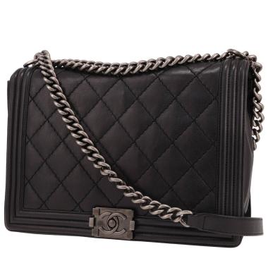 Sac bandoulière Chanel  Boy grand modèle  en cuir noir