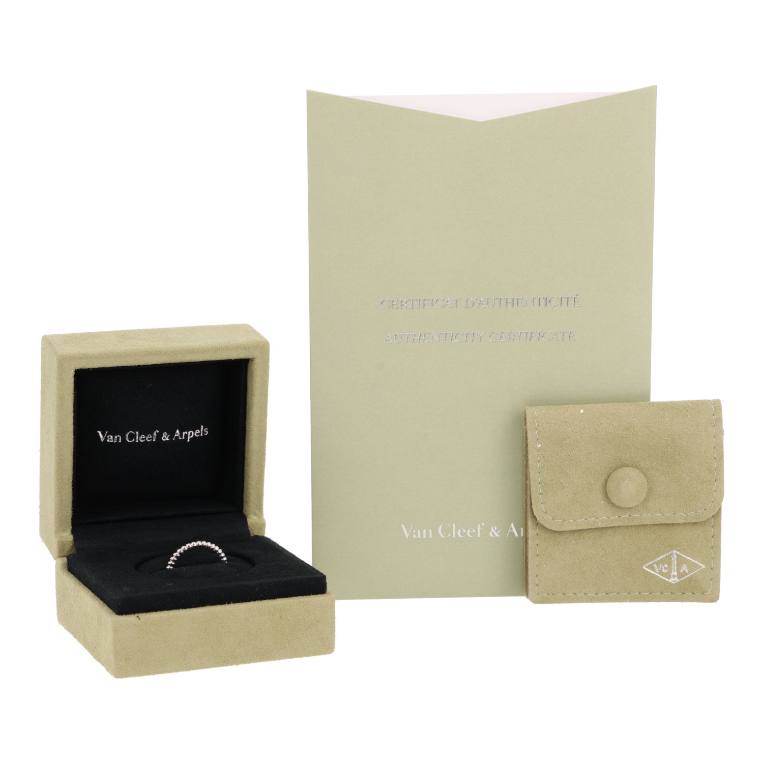 Van Cleef & Arpels Perlée small model ring in white gold - Detail D2