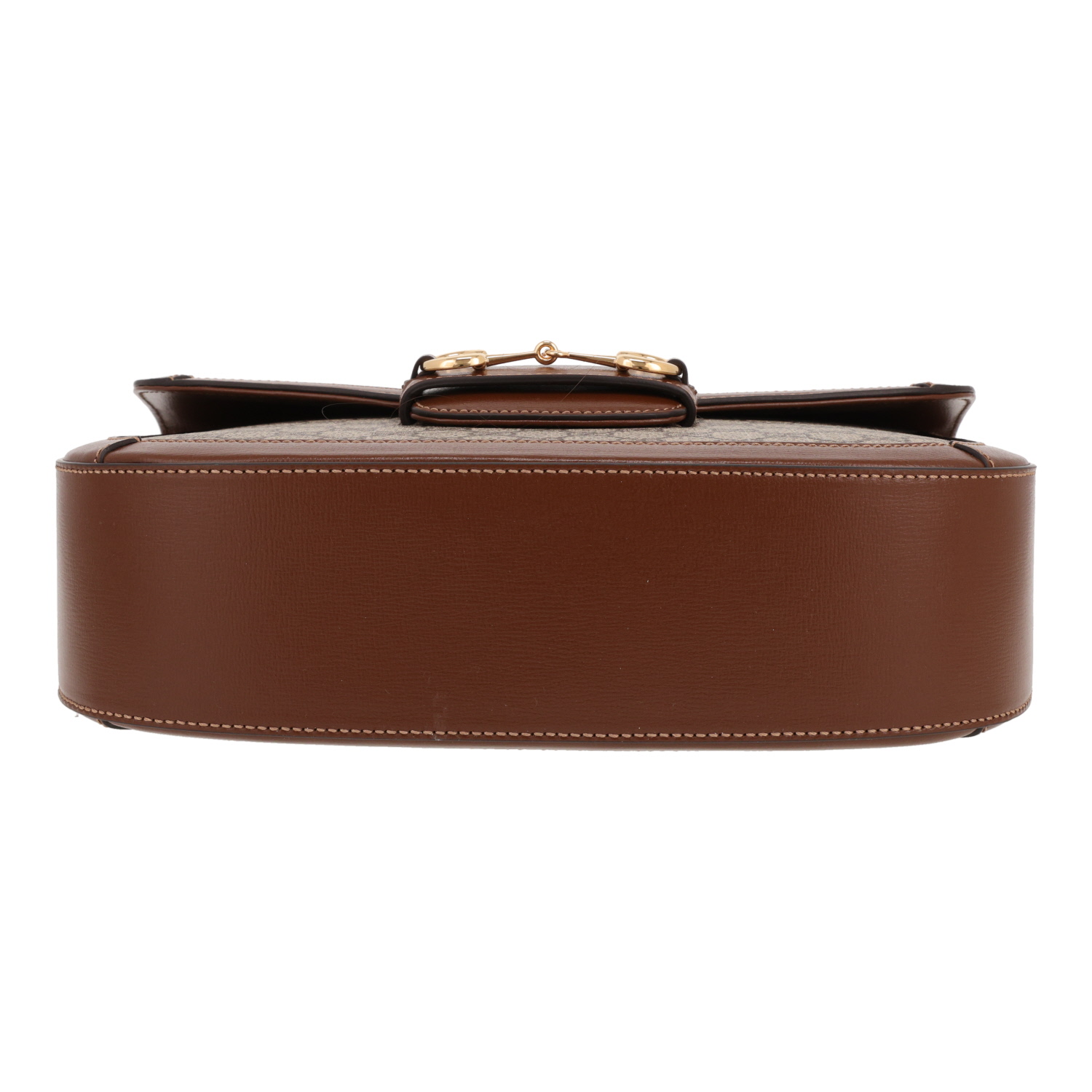 Gucci  1955 Horsebit shoulder bag  in beige "sûpreme GG" canvas  and brown leather - Detail D1