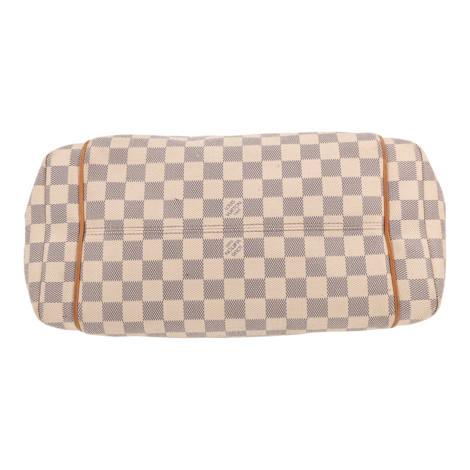 Louis Vuitton  Totally handbag  in azur damier canvas  and natural leather - Detail D1