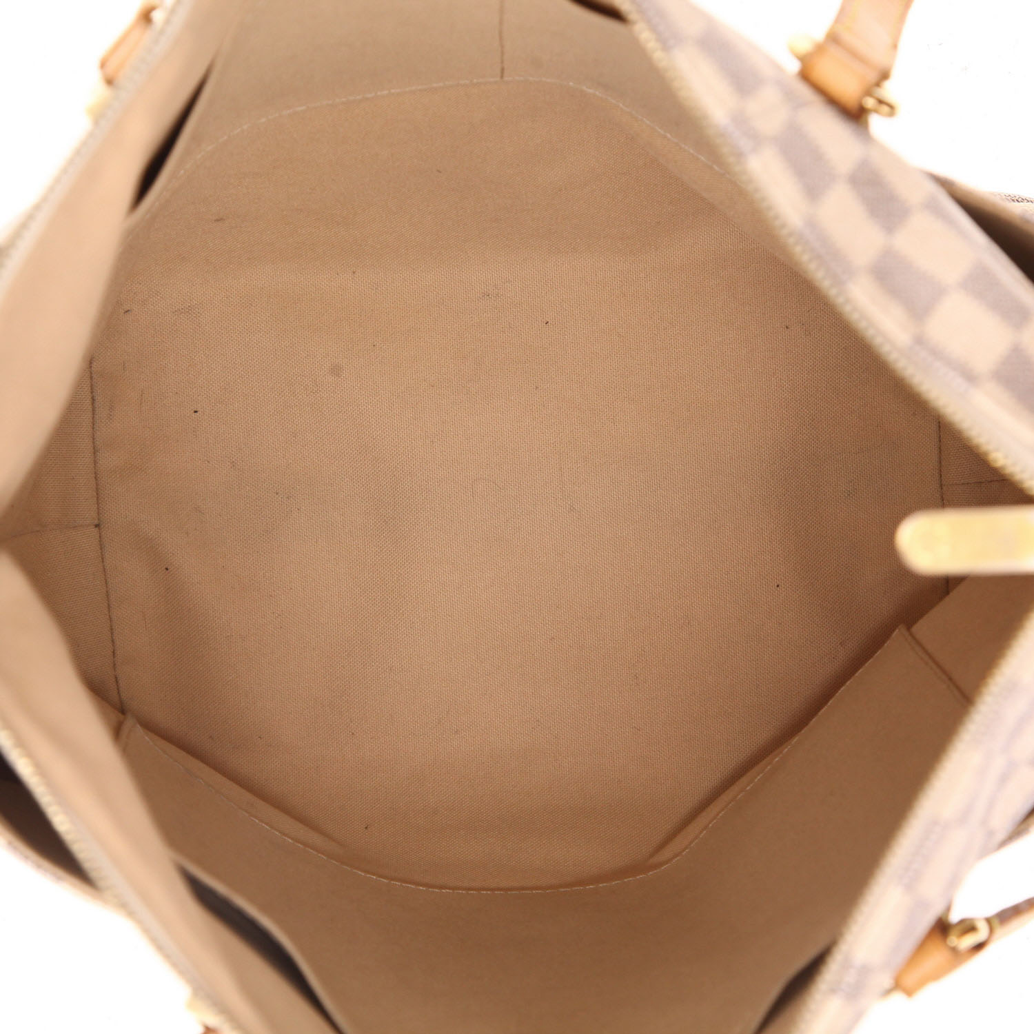 Borsa Louis Vuitton  Totally in tela a scacchi azzurro e pelle naturale - Detail D3