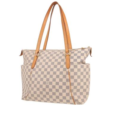 Borsa Louis Vuitton  Totally in tela a scacchi azzurro e pelle naturale