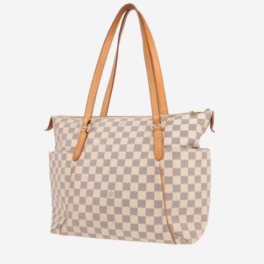 Louis Vuitton  Totally handbag  in azur damier canvas  and natural leather