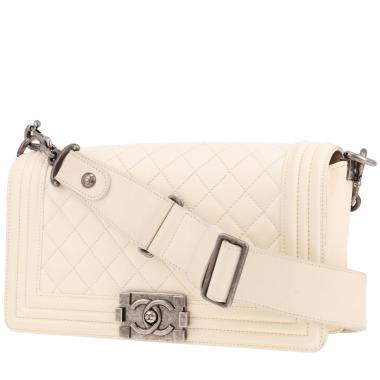 Borsa a tracolla Chanel  Boy in pelle trapuntata bianca