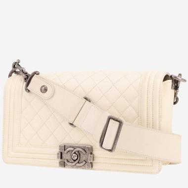 Sac bandoulière Chanel  Boy en cuir matelassé blanc