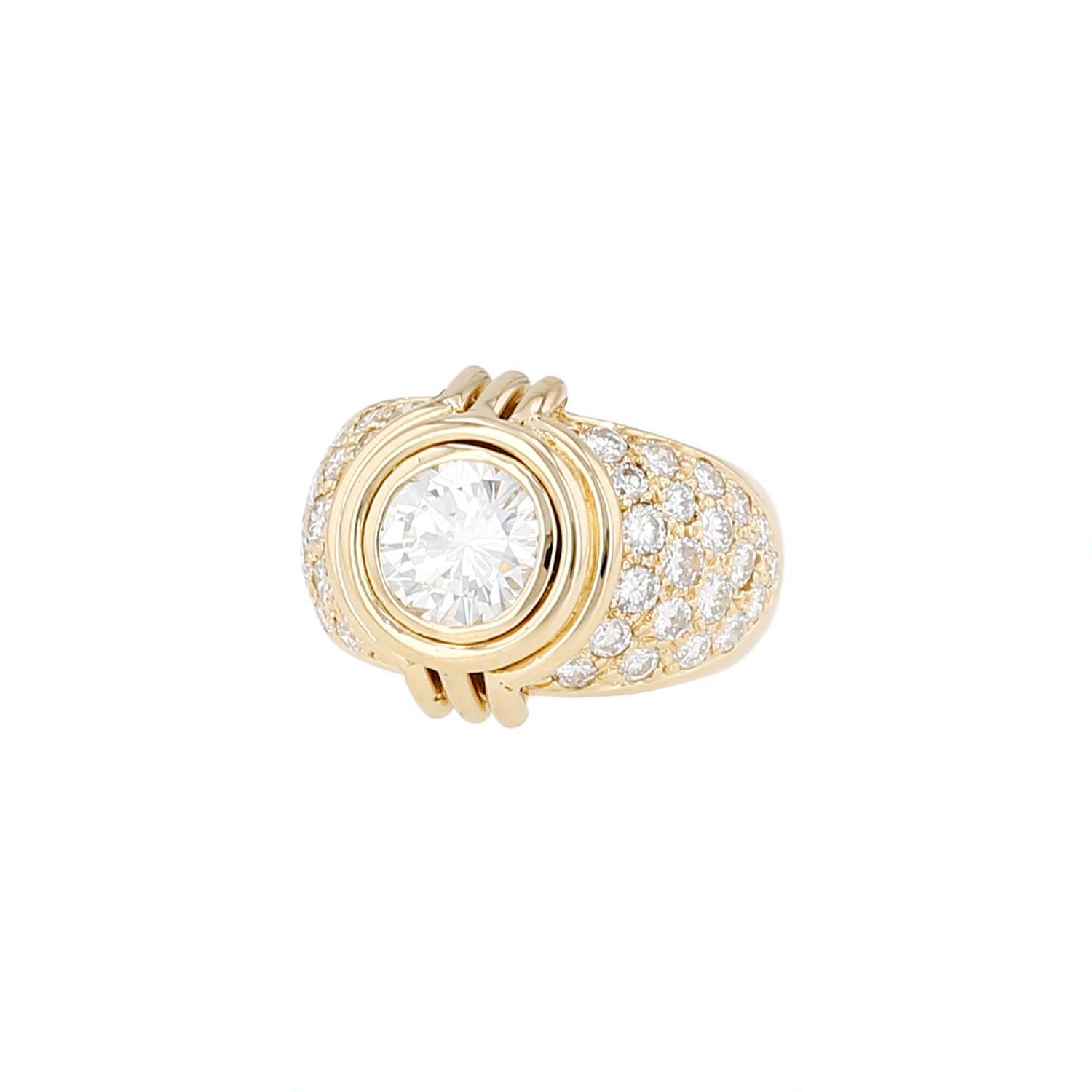 Bague vintage années 1990 or jaune diamants 1.40 carat occasion Bague vintage années 1990 or jaune diamants 1.40 carat occasion