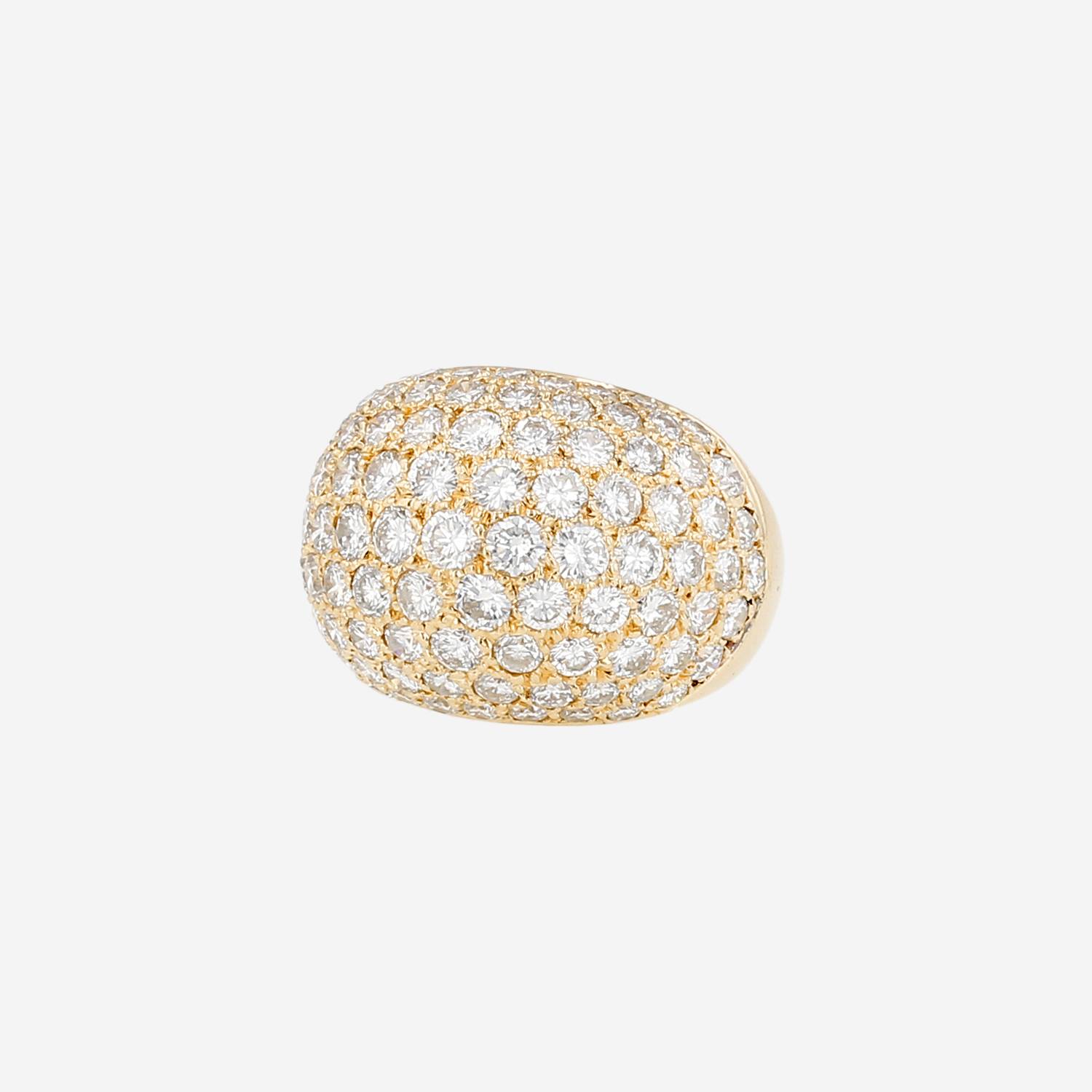 Bague boule années 1980 Vintage  en or jaune et diamants