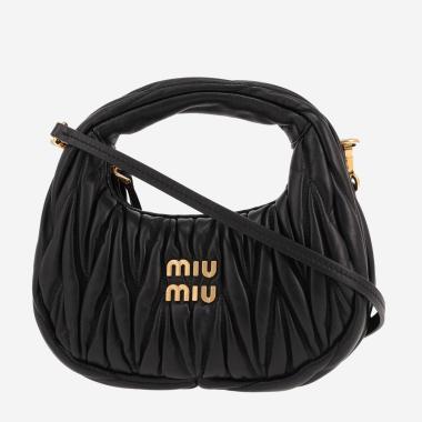 Sac bandoulière Miu Miu  Miu Wander mini  en cuir matelassé noir
