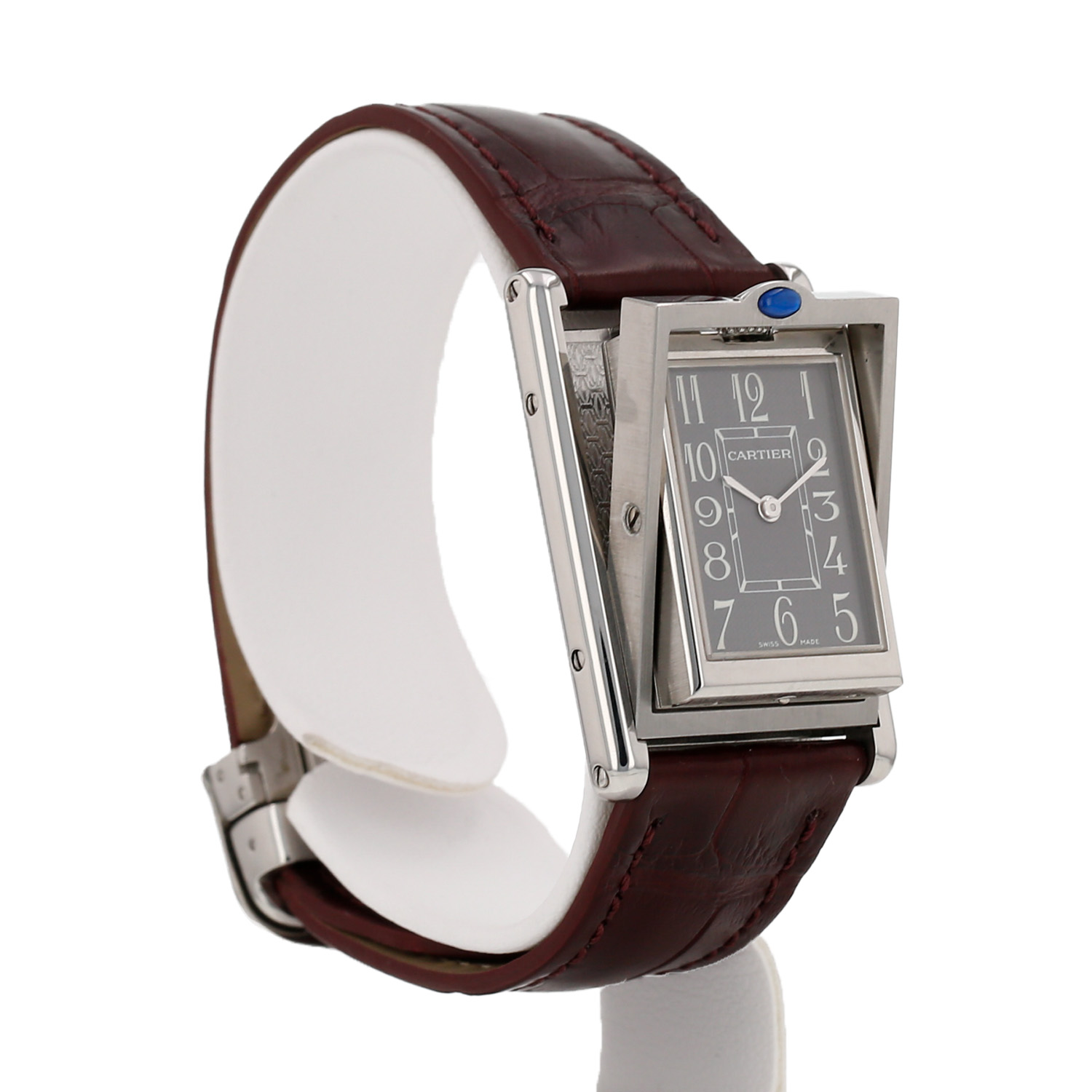Reloj Cartier Tank Basculante de acero Ref: Cartier - 2405  Circa 2000 - Detail D3