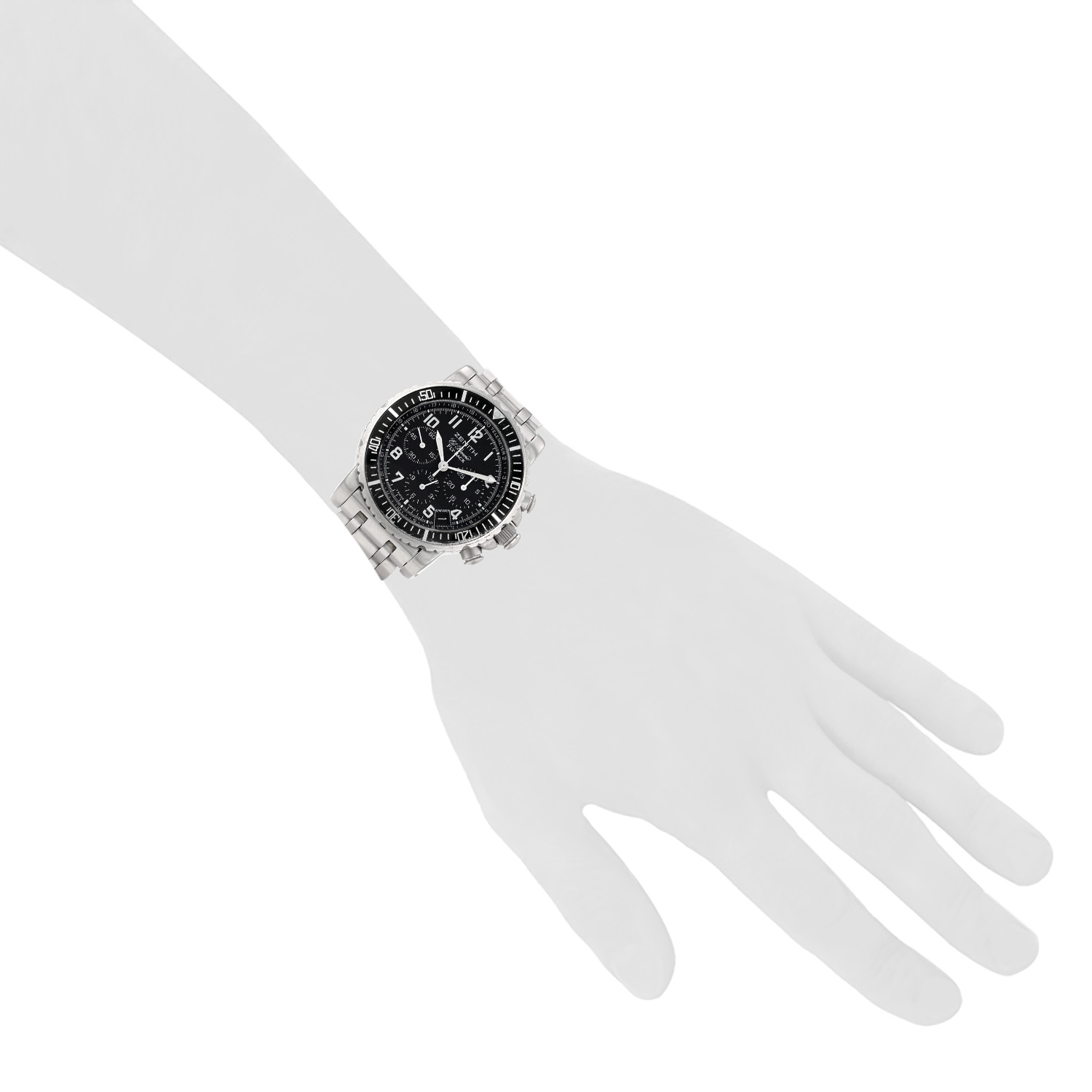 Montre Zenith El Primero Chronograph en acier Ref: Zenith - 01/02.0470.405  Vers 1990 - Detail D1