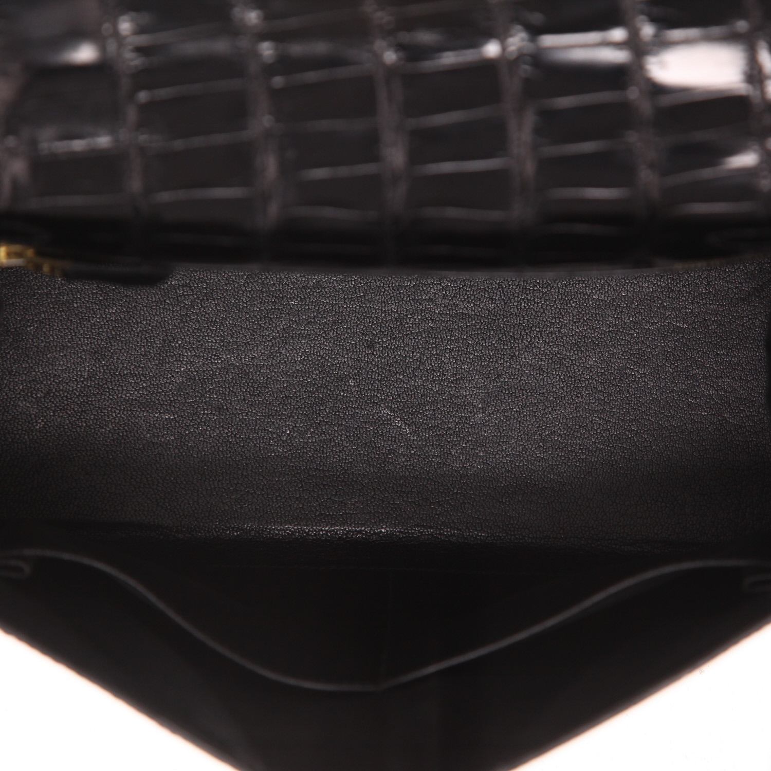 Bolso Hermès Kelly de 28 cm de cocodrilo porosus Noir - Detail D3