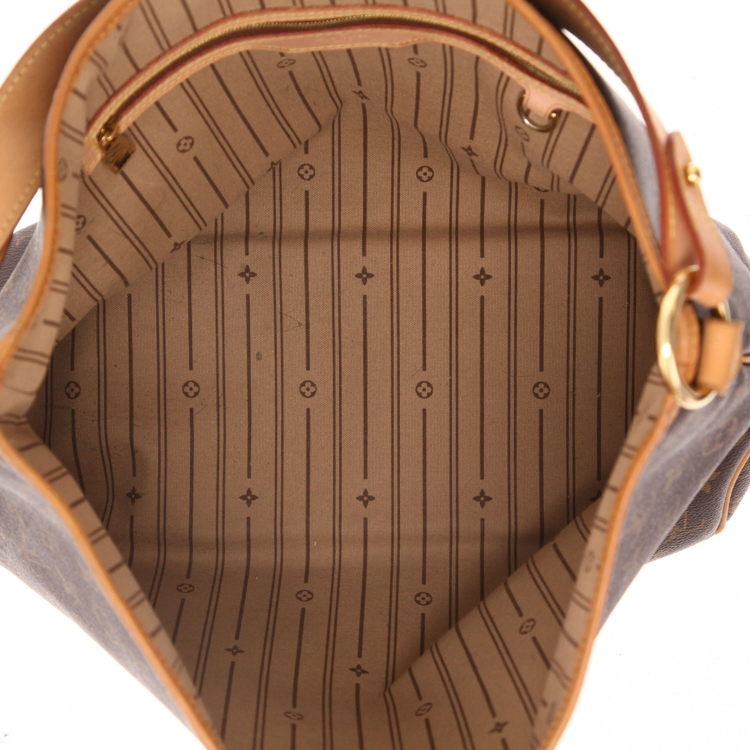 Louis Vuitton  Delightful bag worn on the shoulder or carried in the hand  in brown monogram canvas  and natural leather - Detail D3