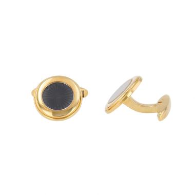 Paire de boutons de manchette Chopard  en or jaune et carbone