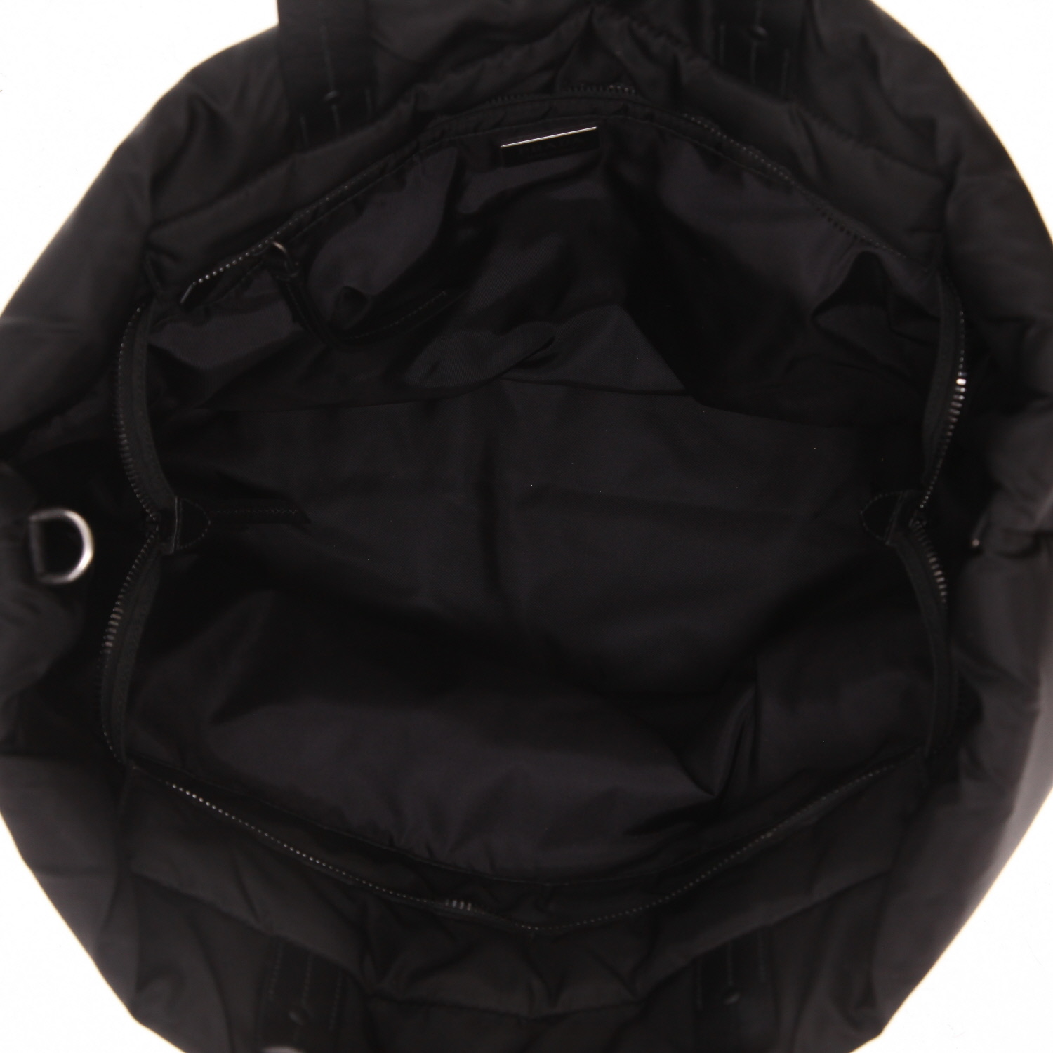 Shopping bag Prada  Nylon in tela nera e pelle nera - Detail D3