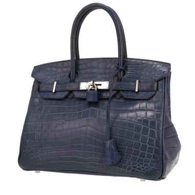 Bolso de mano Hermès  Birkin 30 cm en cocodrilo niloticus Bleu Brighton