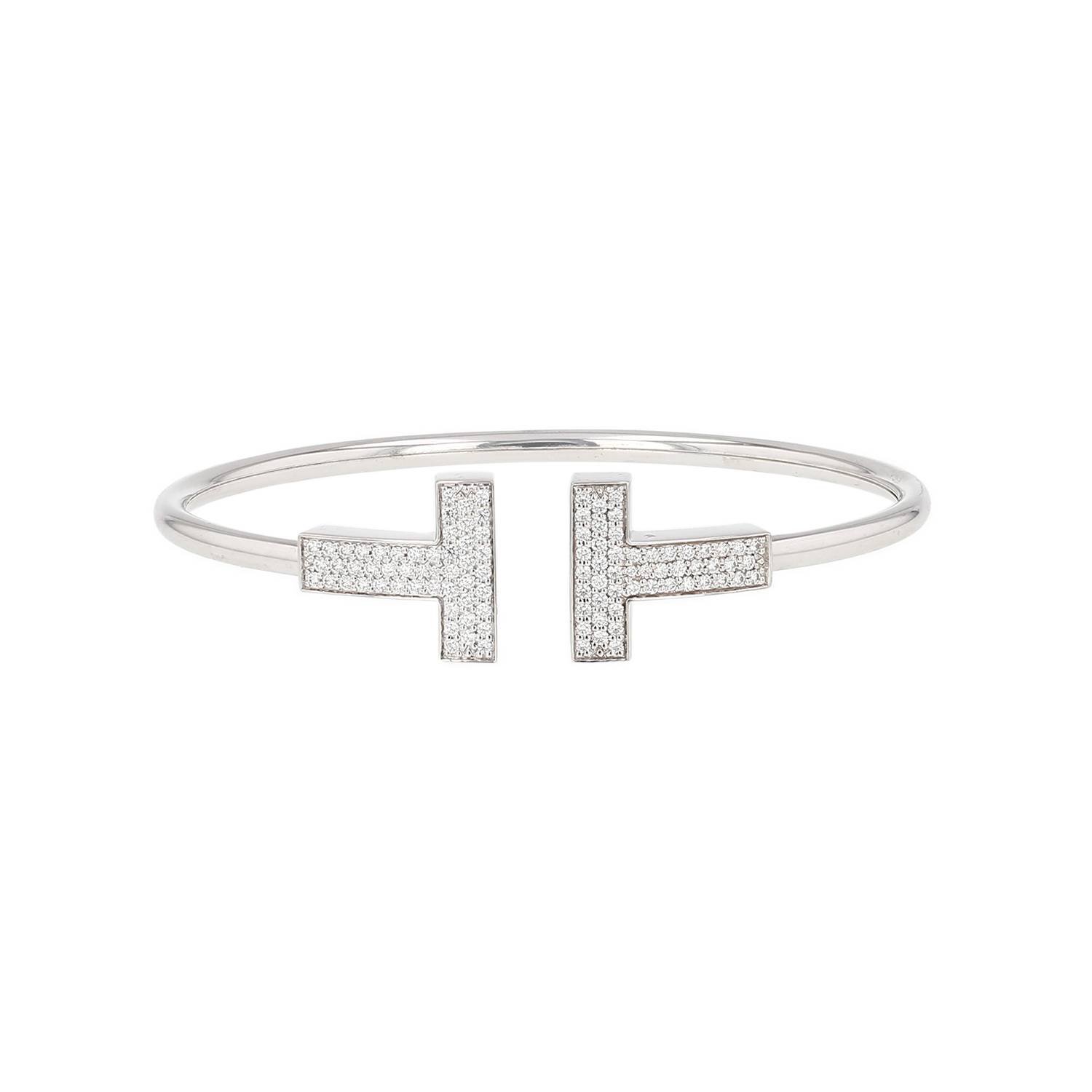 Bracelet jonc ouvert Tiffany & Co Wire en or blanc et diamants
