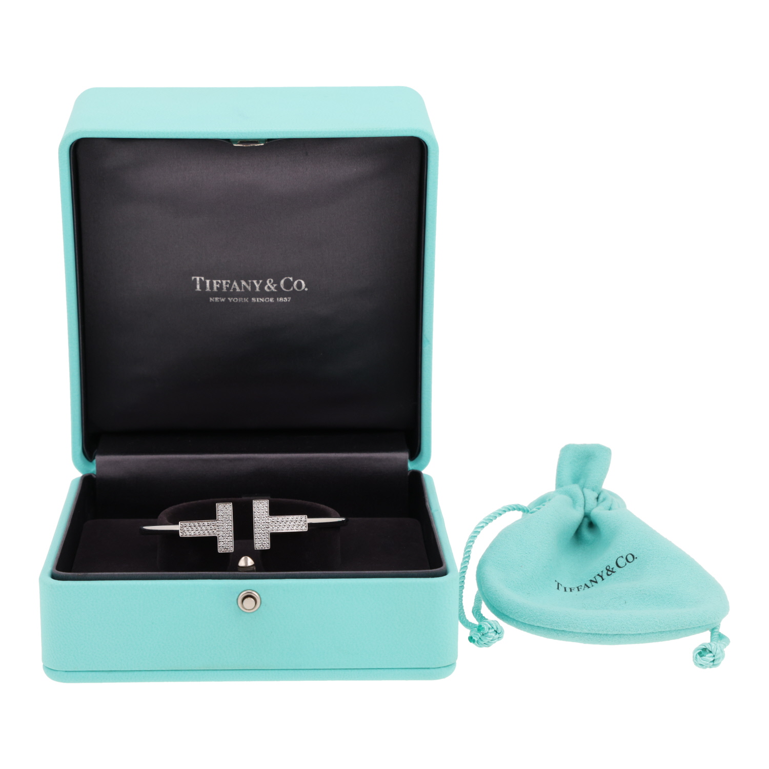 Bracelet jonc ouvert Tiffany & Co Wire en or blanc et diamants