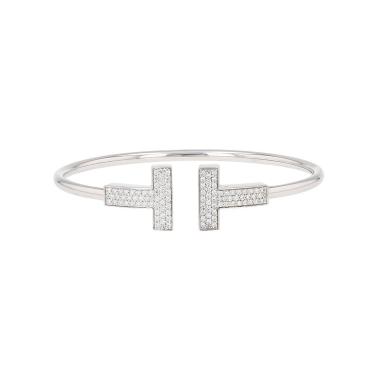 Brazalete redondo abierto Tiffany & Co Wire de oro blanco y diamantes