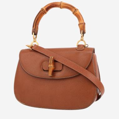 Borsa Gucci  Bamboo in pelle martellata marrone e bambù