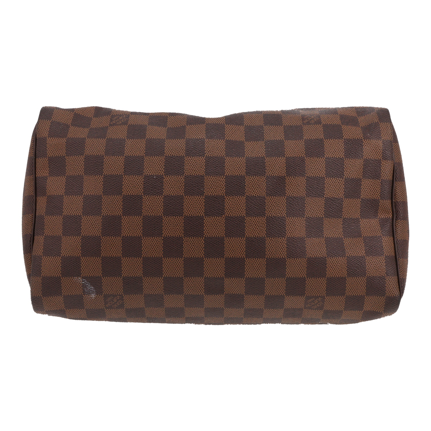 Sac à main Louis Vuitton  Speedy 30 en toile damier ébène et cuir marron - Detail D1