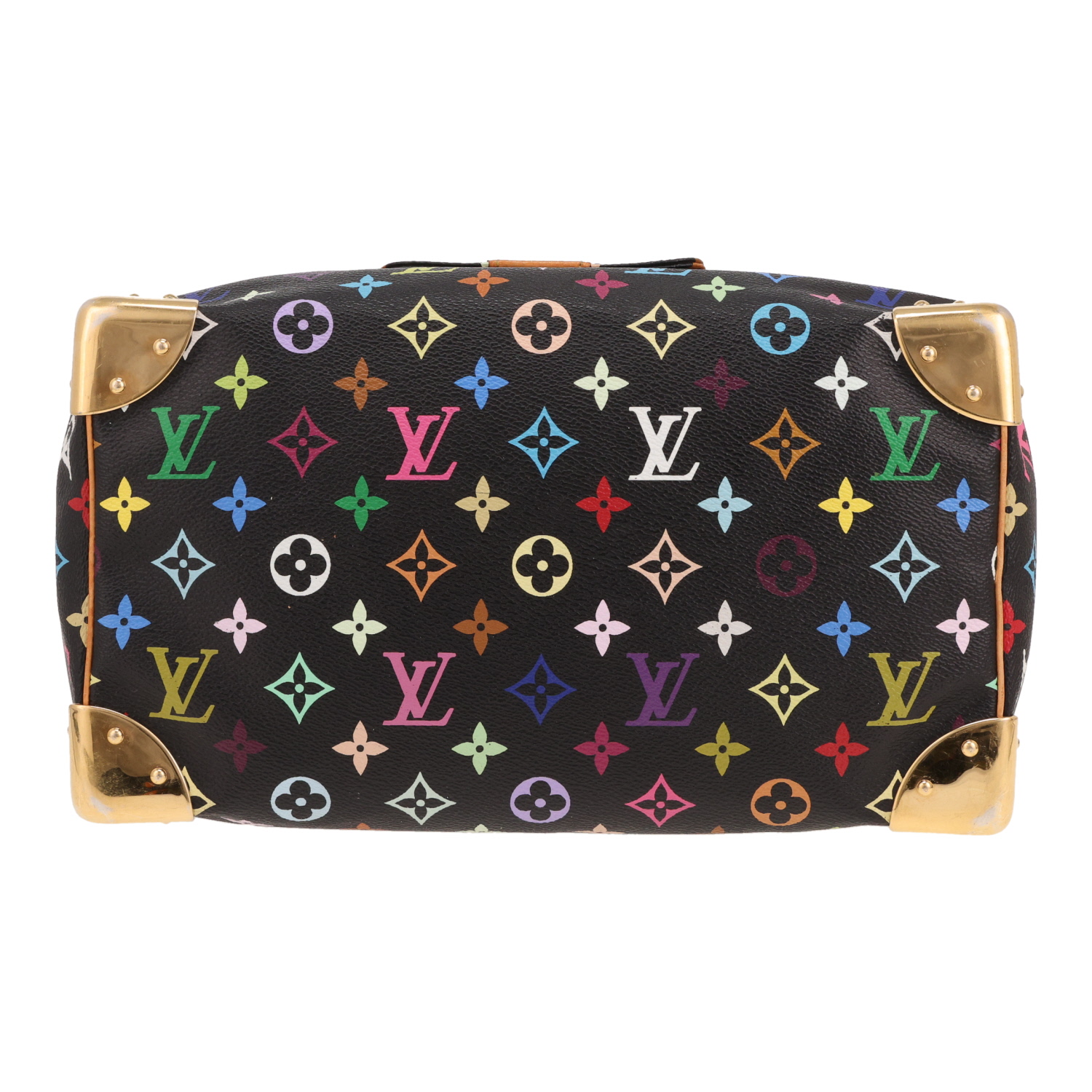 Sac à main Louis Vuitton  Speedy 30 Édition Limitée en toile monogram multicolore et noire et cuir naturel - Detail D1