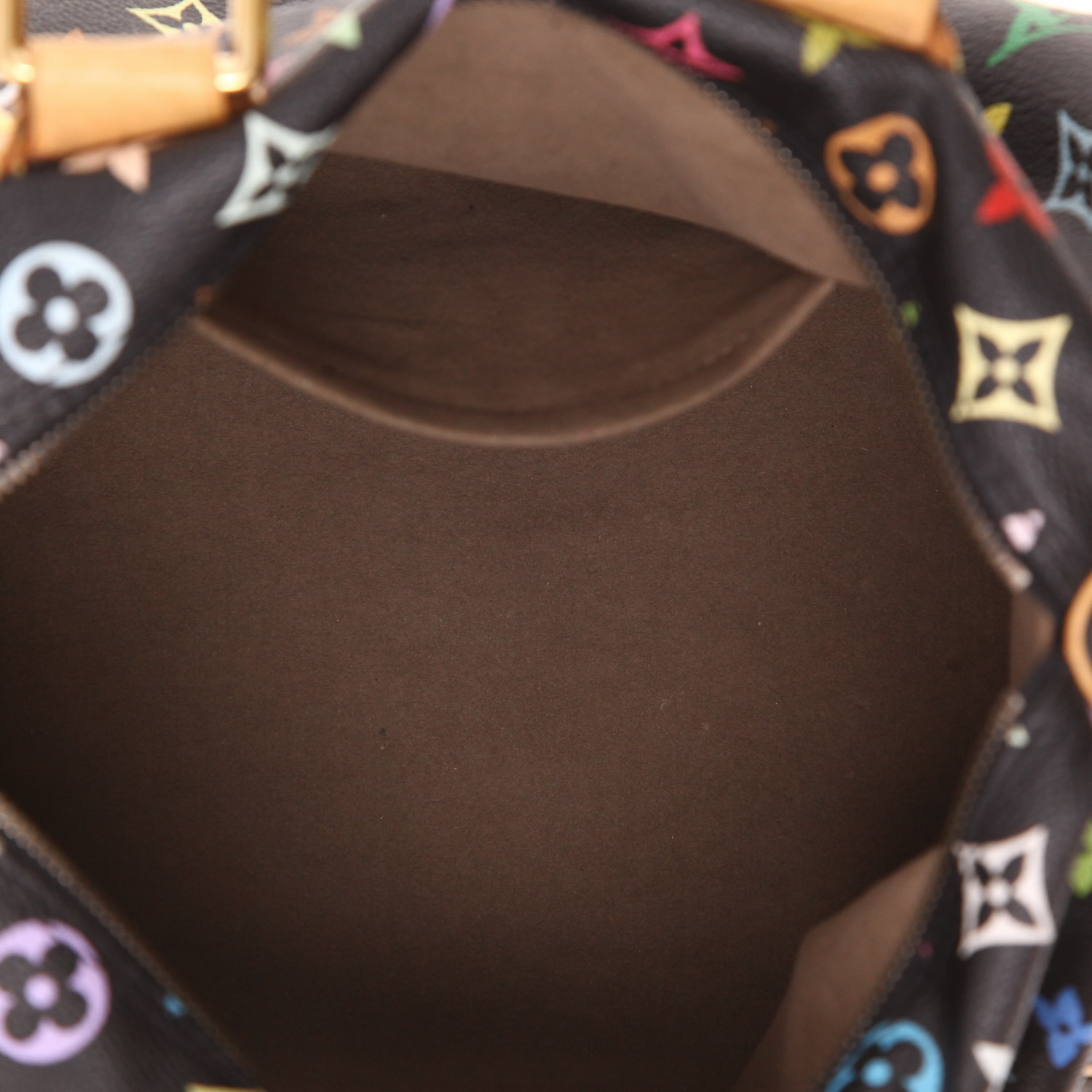 Sac à main Louis Vuitton  Speedy 30 Édition Limitée en toile monogram multicolore et noire et cuir naturel - Detail D3