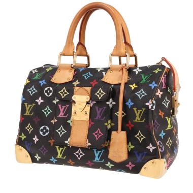 Bolso de mano Louis Vuitton  Speedy 30 Édition Limitée en lona Monogram multicolor y negra y cuero natural