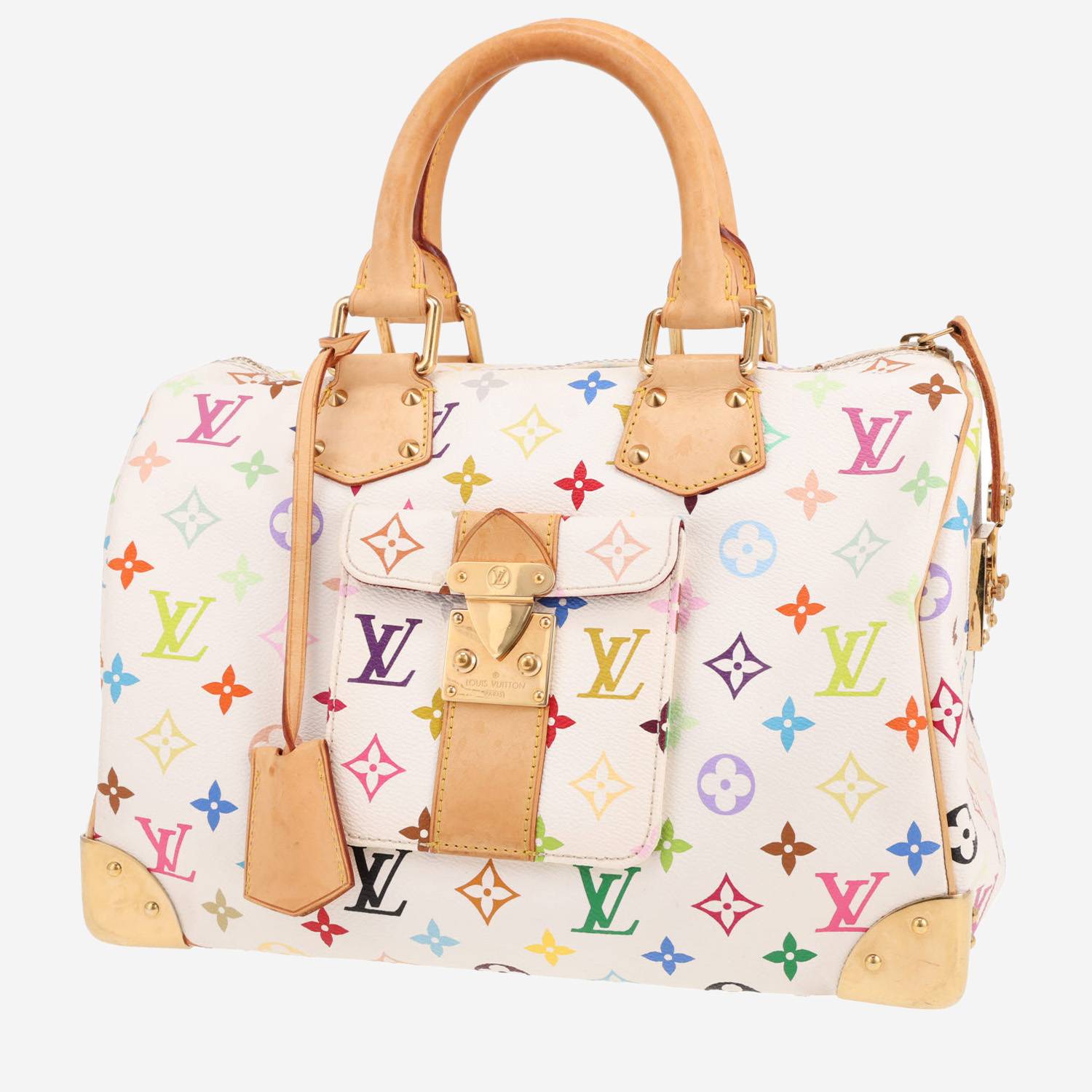 Sac à main Louis Vuitton  Speedy 30 Édition Limitée en toile blanche et multicolore