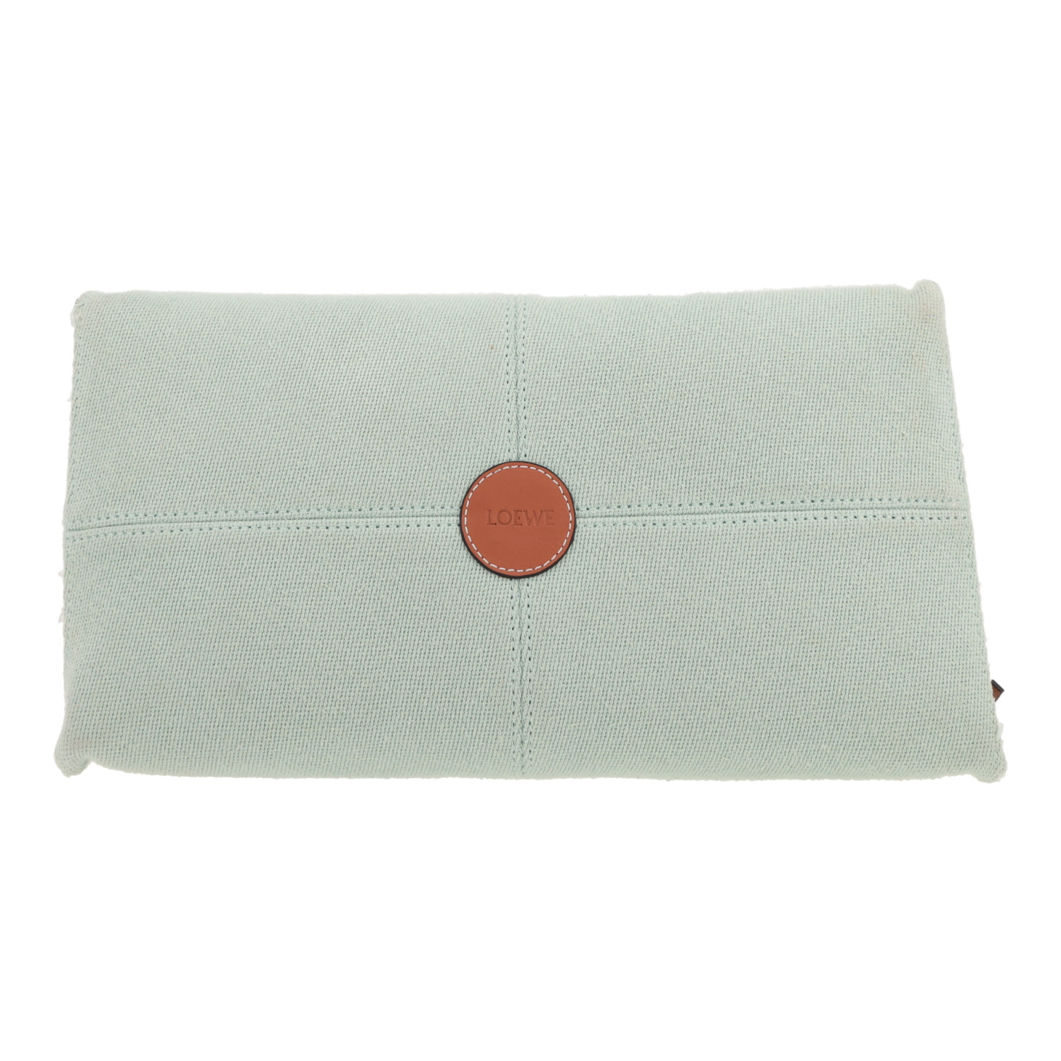 Loewe  Cushion shopping bag  in green canvas  and brown leather - Detail D1