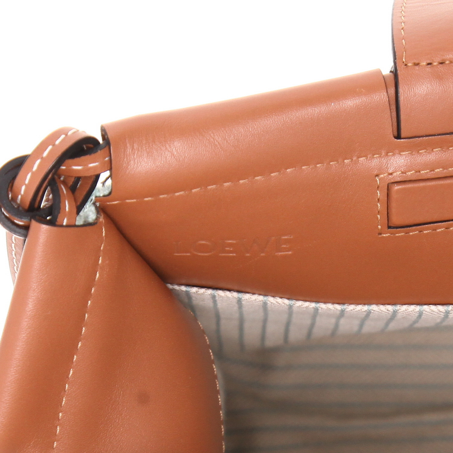 Shopping bag Loewe  Cushion in tela verde acqua e pelle marrone - Detail D2