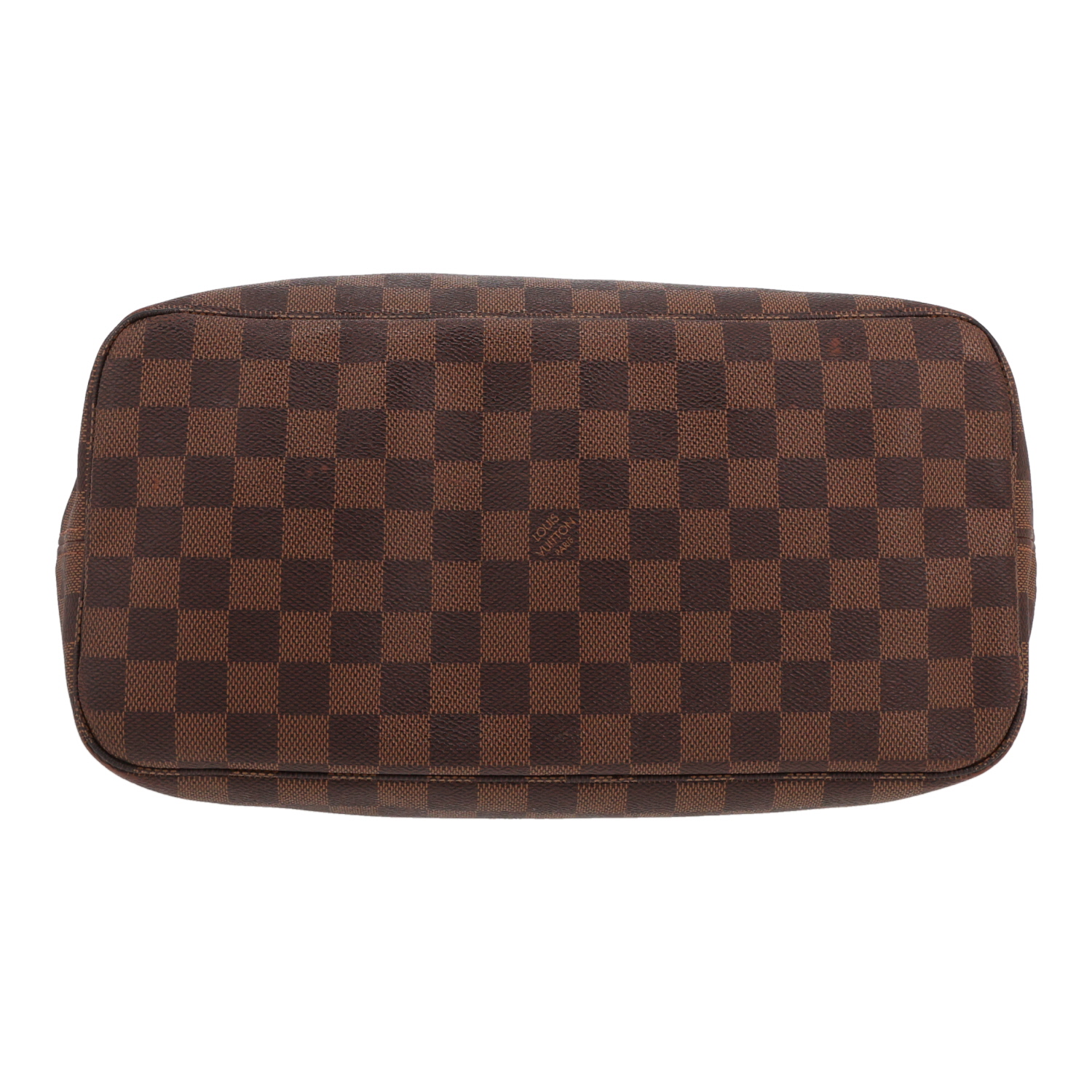 Sac cabas Louis Vuitton  Neverfull en toile damier ébène et cuir marron - Detail D1