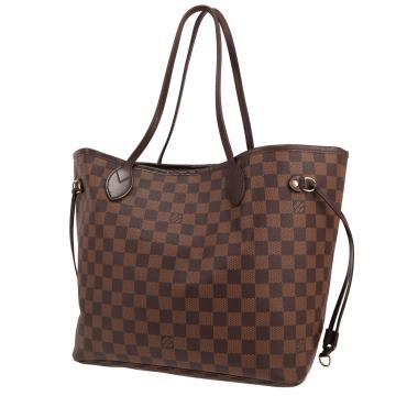 Louis Vuitton  Neverfull shopping bag  in ebene damier canvas  and brown leather