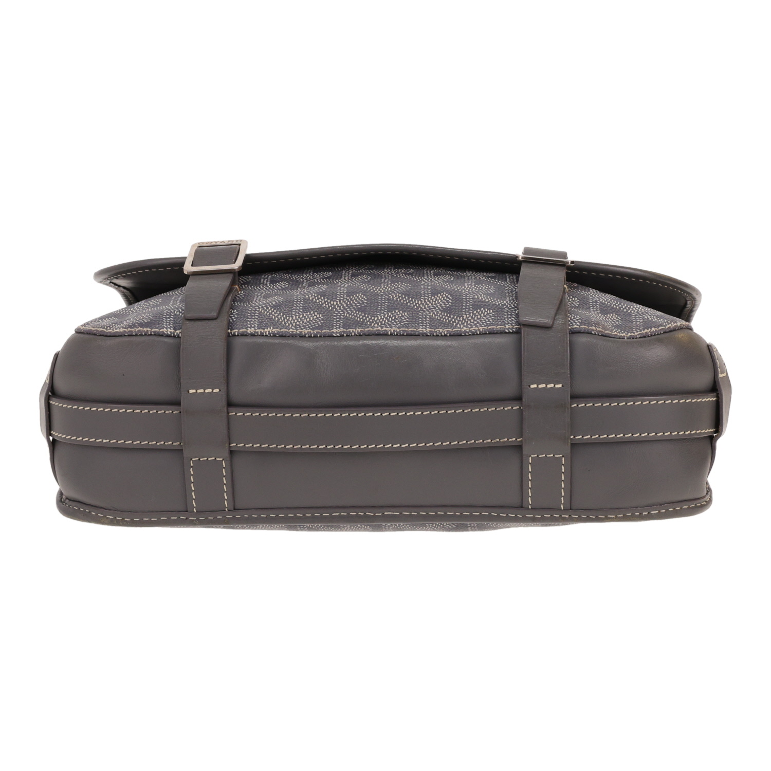 Bolso bandolera Goyard  Belvedère modelo mediano  en tela Goyardine gris y cuero gris - Detail D1