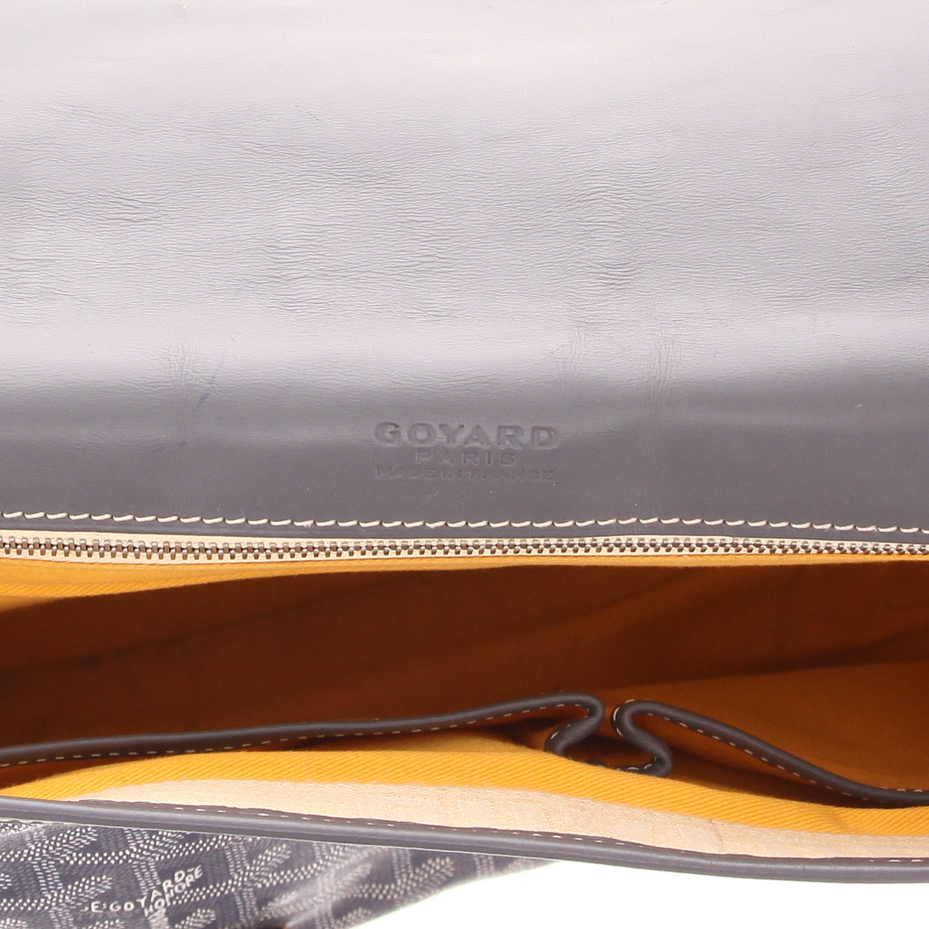 Bolso bandolera Goyard  Belvedère modelo mediano  en tela Goyardine gris y cuero gris - Detail D2