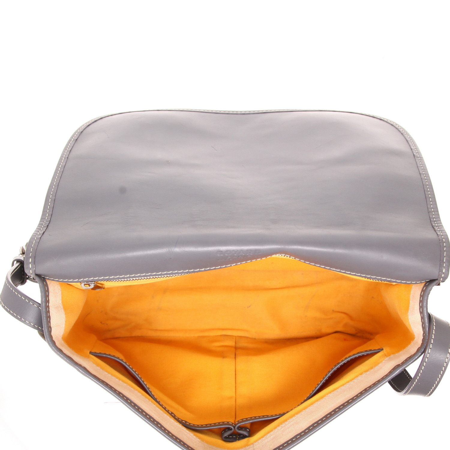 Goyard  Belvedère medium model  shoulder bag  in grey Goyard canvas  and grey leather - Detail D3