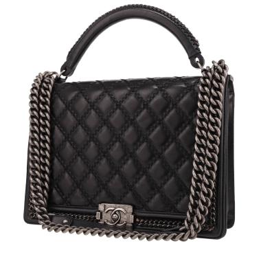 Chanel  Boy large model  shoulder bag  in black quilted leather
