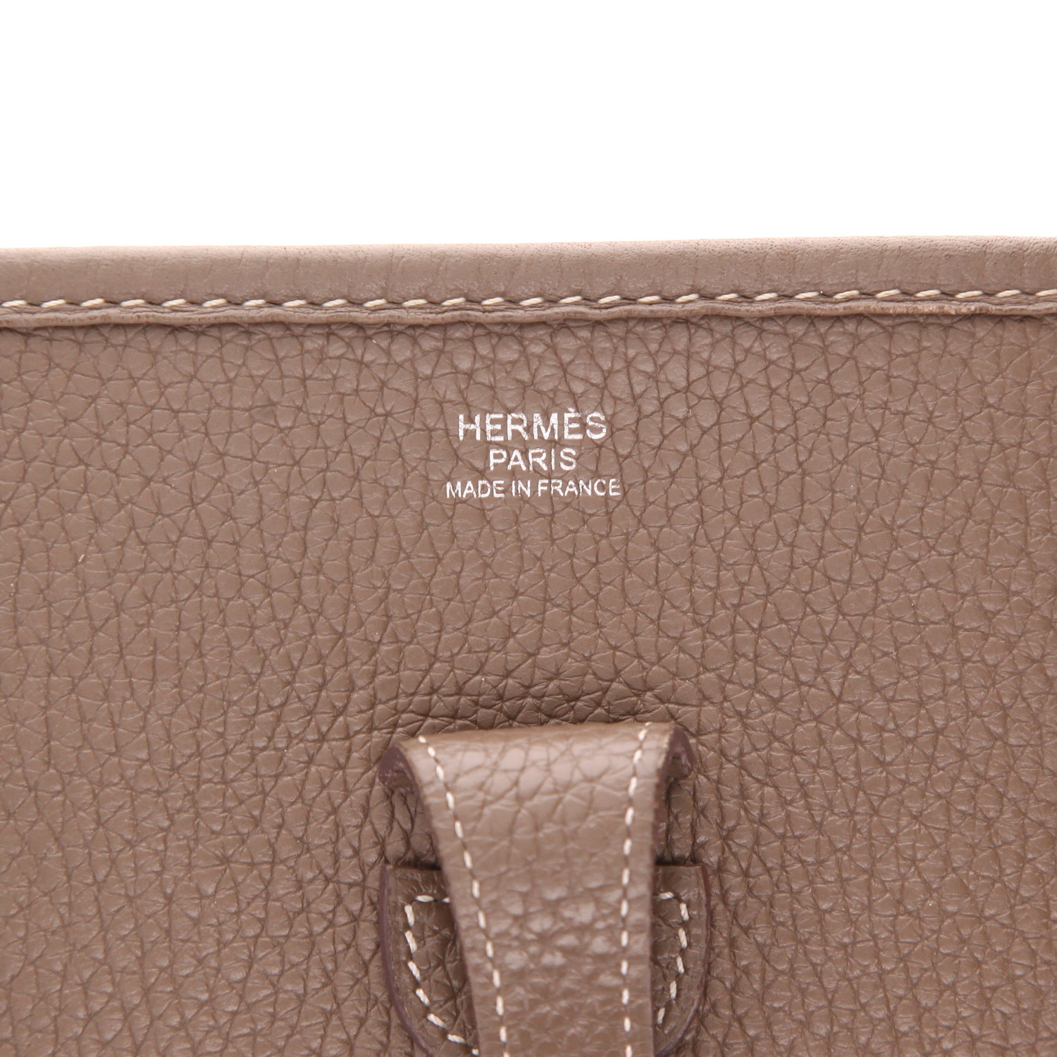 Hermès  Evelyne 29 cm shoulder bag  in etoupe togo leather - Detail D2