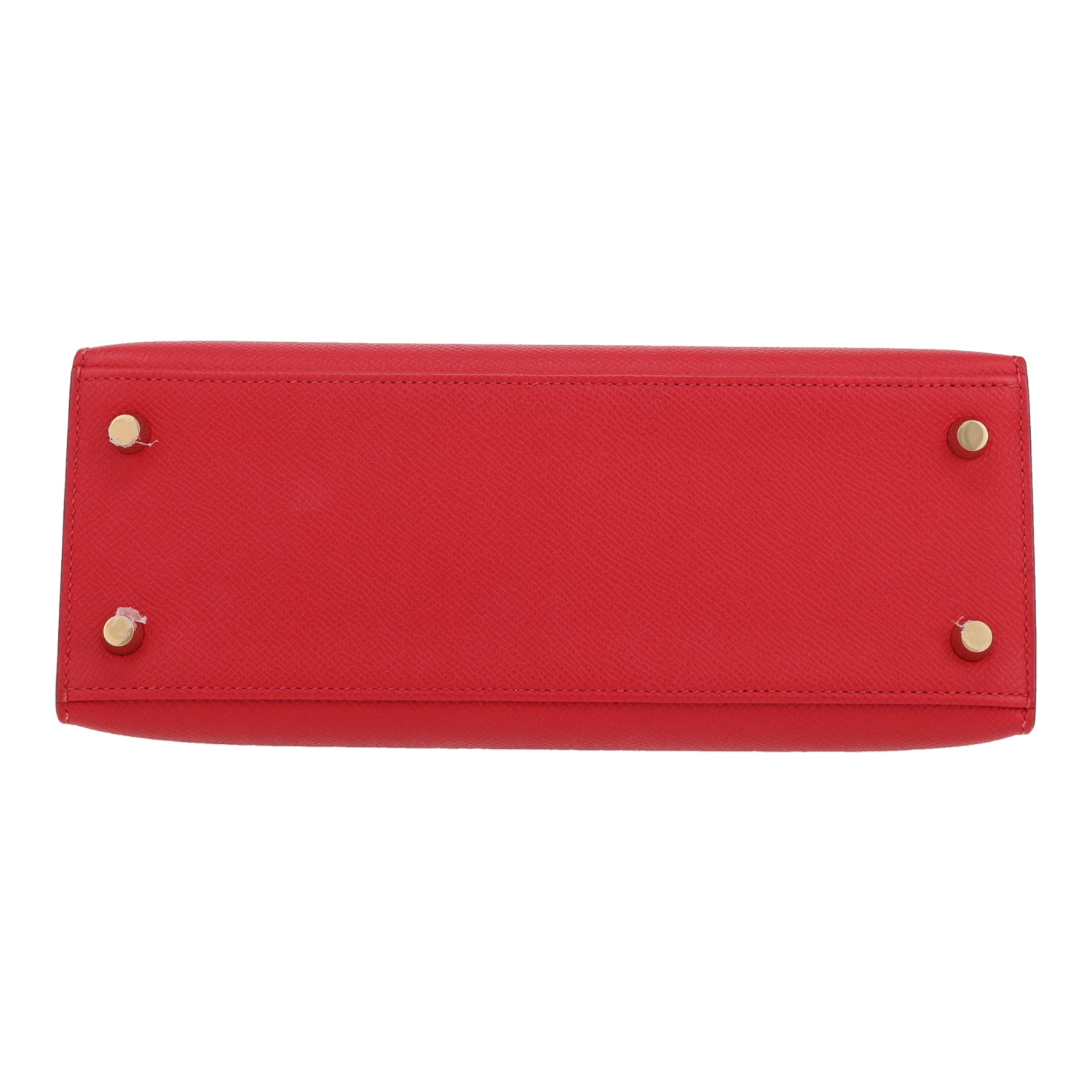 Bolso de mano Hermès  Kelly 25 cm en cuero epsom rojo Piment - Detail D1
