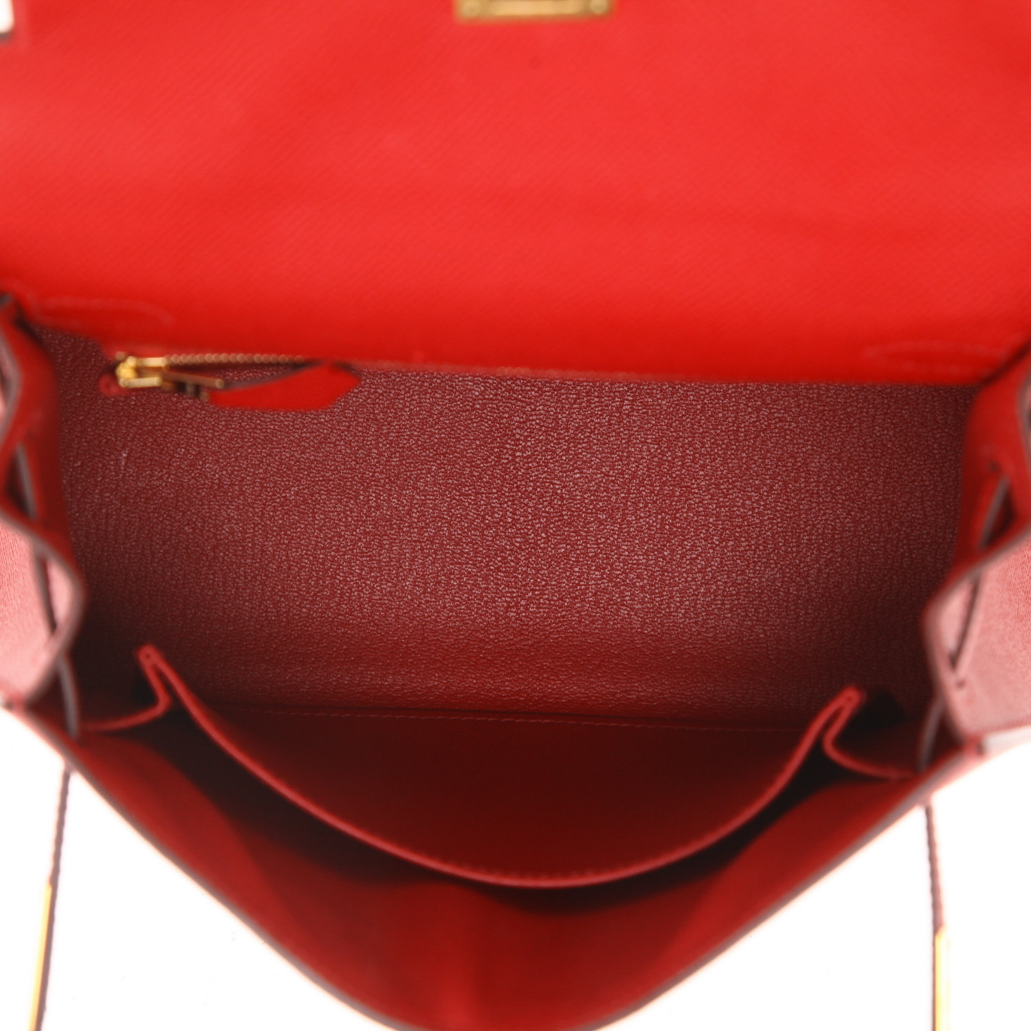 Hermès  Kelly 25 cm handbag  in red Piment epsom leather - Detail D3