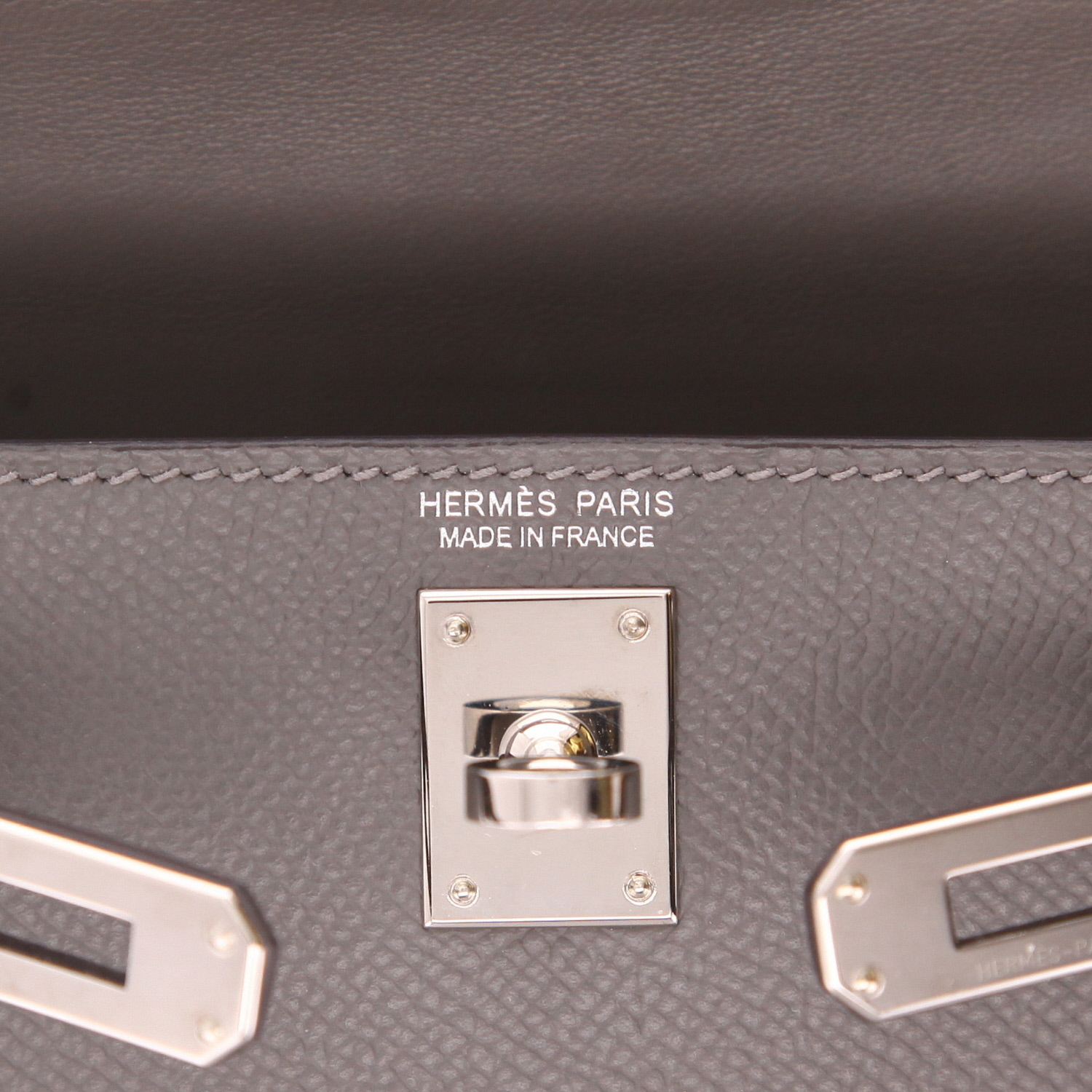 Borsa a tracolla Hermès  Kelly 20 cm in pelle Epsom Gris Meyer - Detail D2