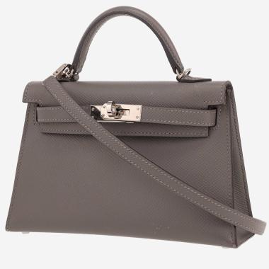 Sac bandoulière Hermès  Kelly 20 cm en cuir epsom Gris Meyer