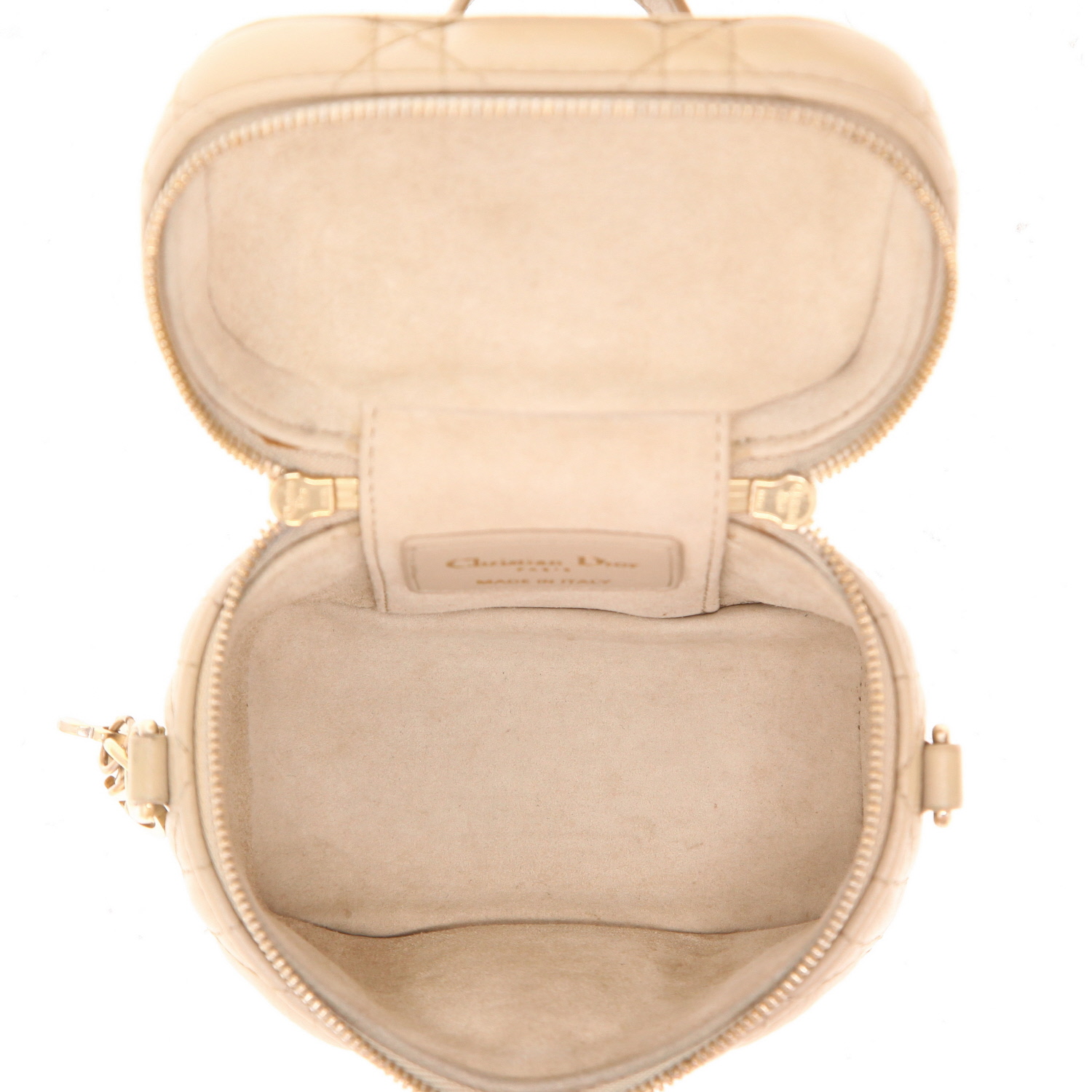 Bolso bandolera Dior  Travel Vanity mini  en cuero cannage beige - Detail D3