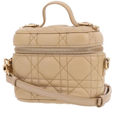 Sac bandoulière Dior  Travel Vanity mini  en cuir cannage beige