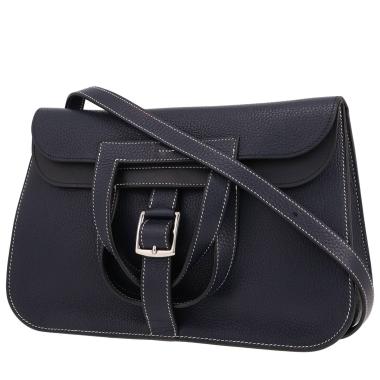 Bolso bandolera Hermès  Halzan en cuero togo azul marino