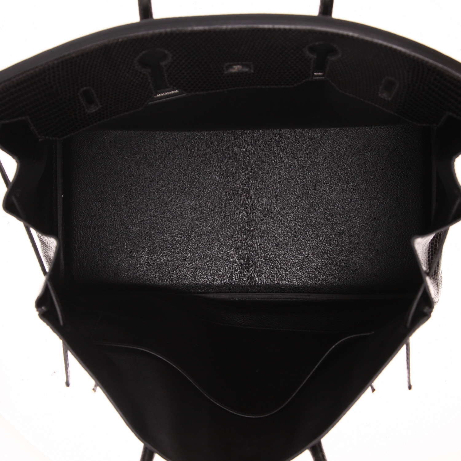 Bolso de mano Hermès  Birkin 40 cm en piel de lagarto negra - Detail D3