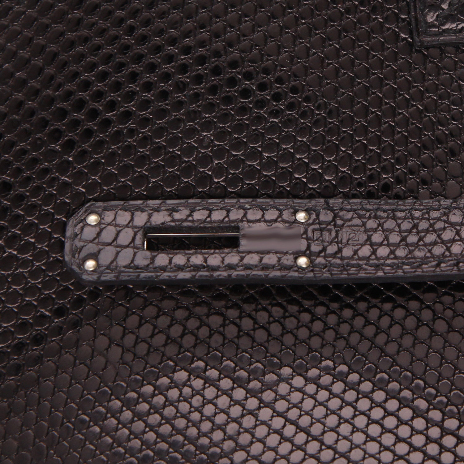 Bolso de mano Hermès  Birkin 40 cm en piel de lagarto negra - Detail D4