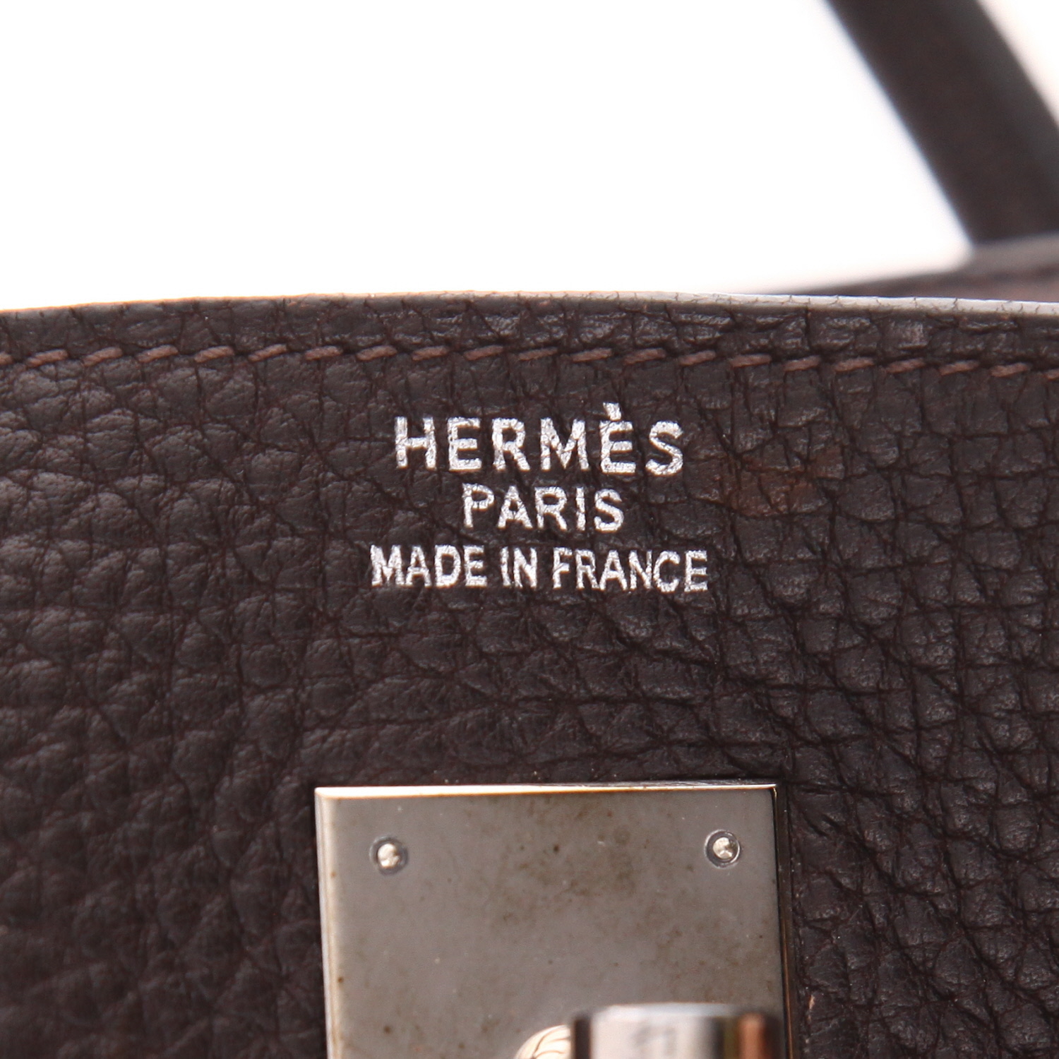 Hermès  Birkin 40 cm handbag  in brown grained leather - Detail D2