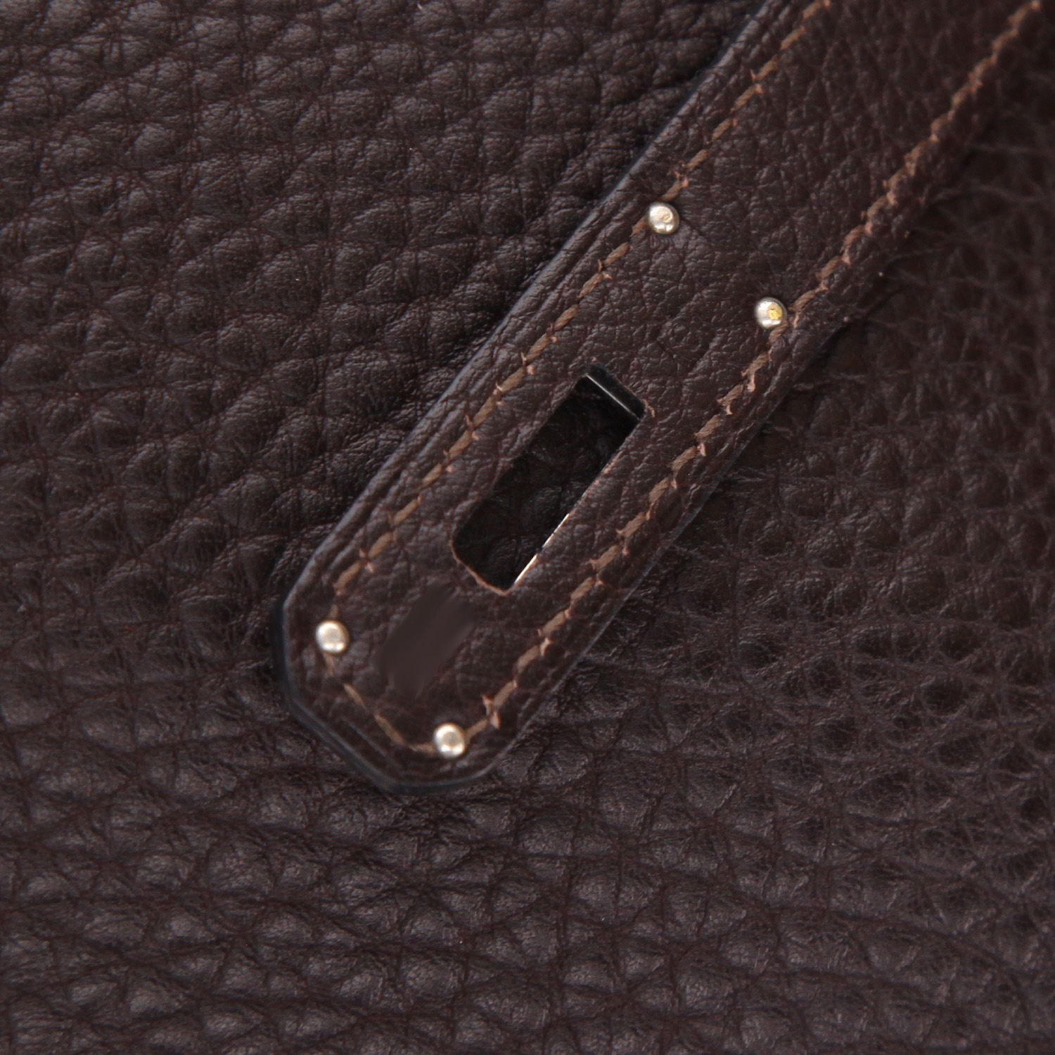 Sac à main Hermès  Birkin 40 cm en cuir grainé marron - Detail D4