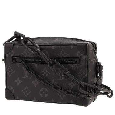 Sac bandoulière Louis Vuitton  Soft Trunk mini  en toile monogram noire et grise et cuir noir